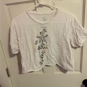 White Graphic Women's Crop Top